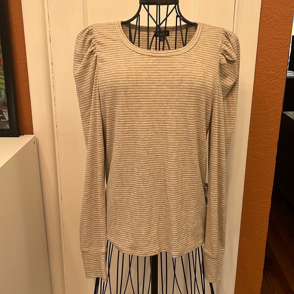 Splendid Puff Shoulder Striped Top-Sz L